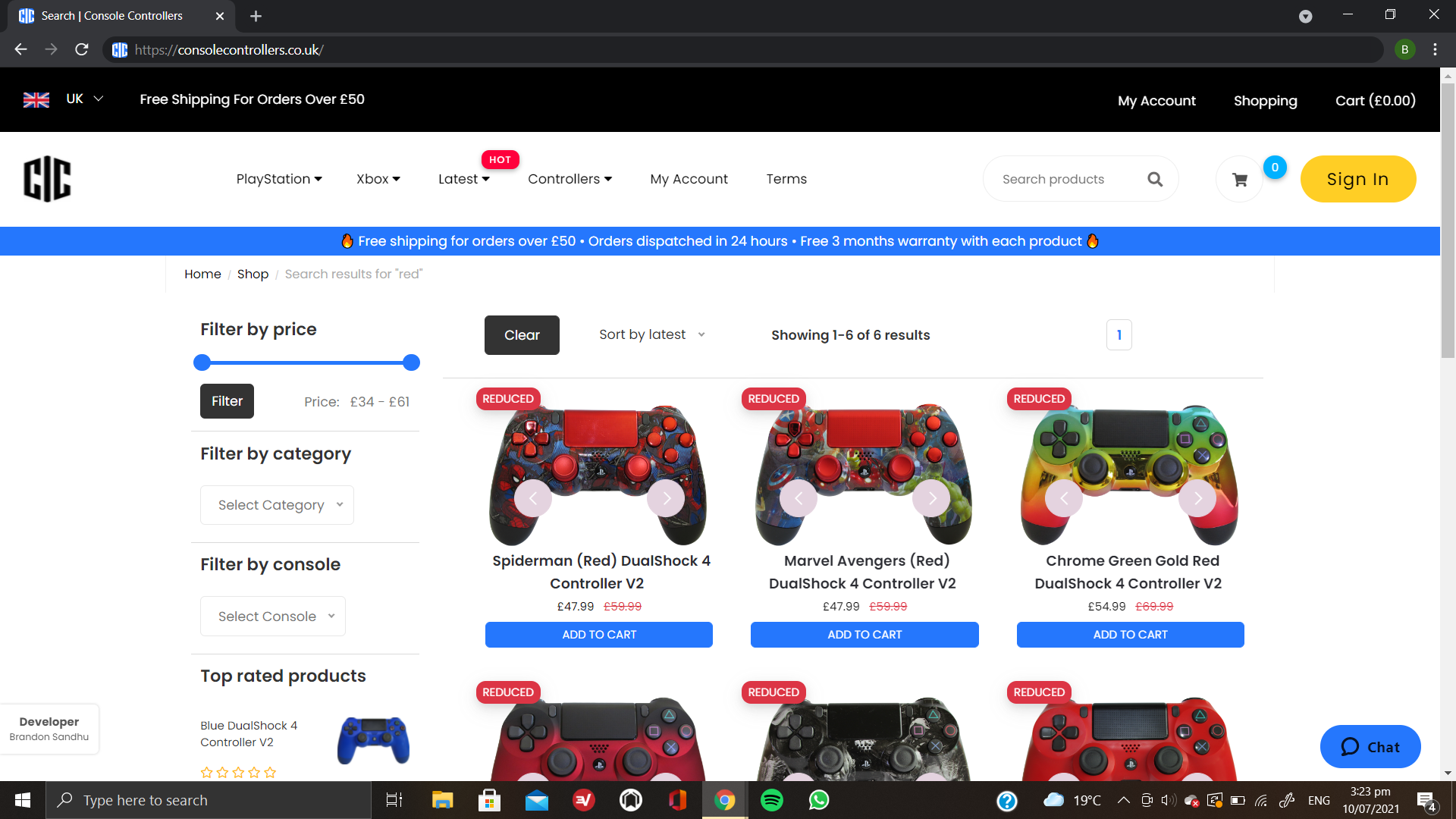 Screenshot of Console Controllers web app