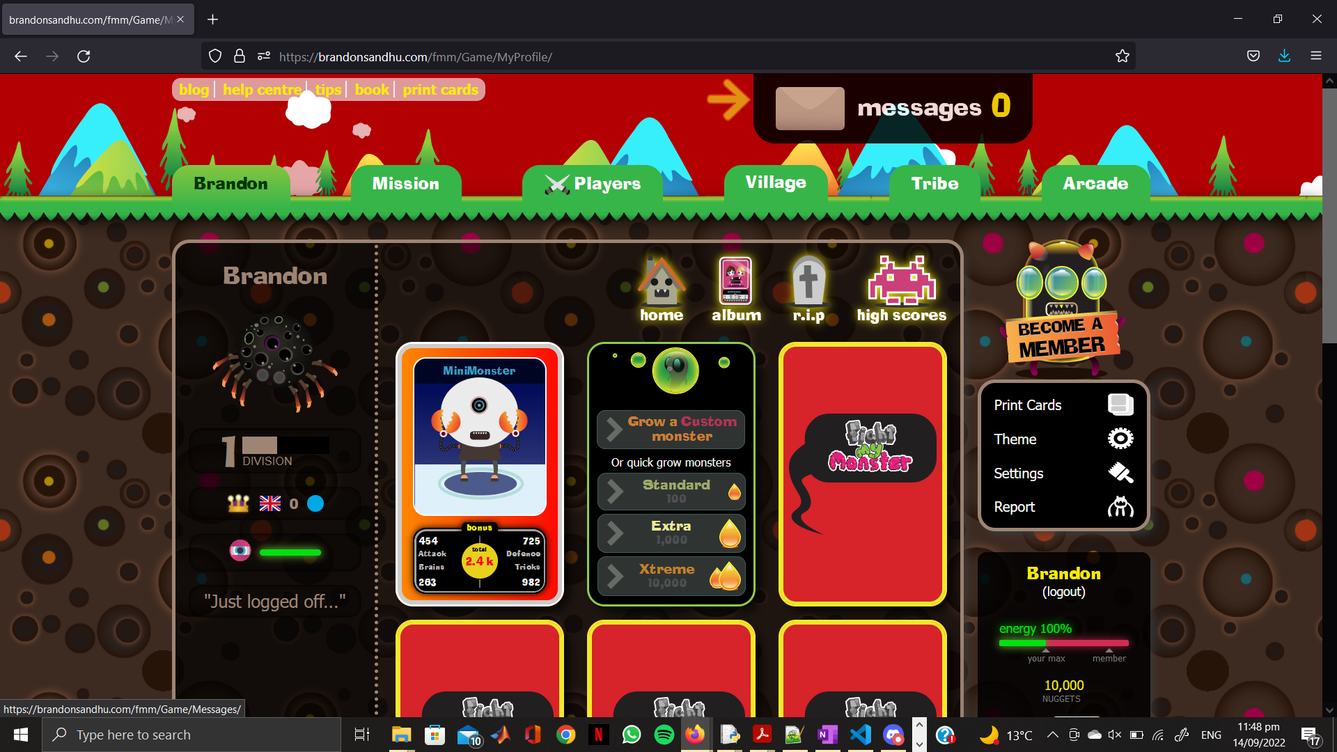 Screenshot of Fight My Monster HTML game